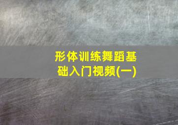 形体训练舞蹈基础入门视频(一)