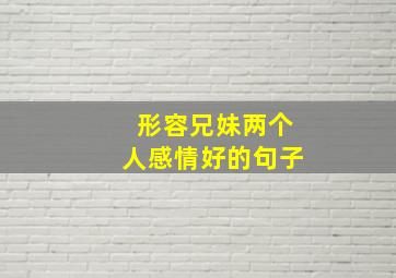 形容兄妹两个人感情好的句子