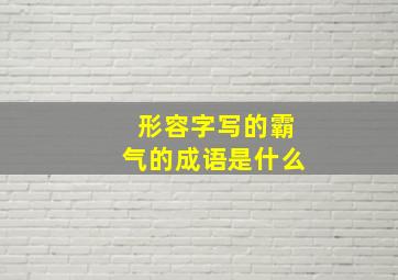 形容字写的霸气的成语是什么