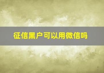 征信黑户可以用微信吗