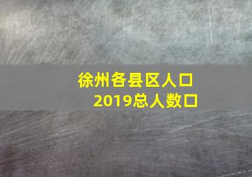 徐州各县区人口2019总人数口