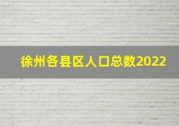 徐州各县区人口总数2022