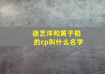 徐艺洋和黄子韬的cp叫什么名字