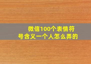 微信100个表情符号含义一个人怎么弄的