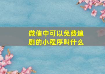 微信中可以免费追剧的小程序叫什么