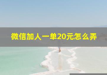 微信加人一单20元怎么弄