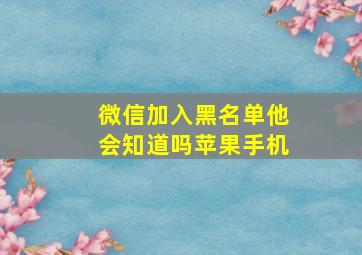 微信加入黑名单他会知道吗苹果手机