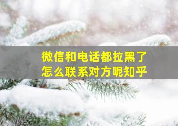 微信和电话都拉黑了怎么联系对方呢知乎