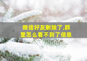 微信好友删除了,群里怎么看不到了信息