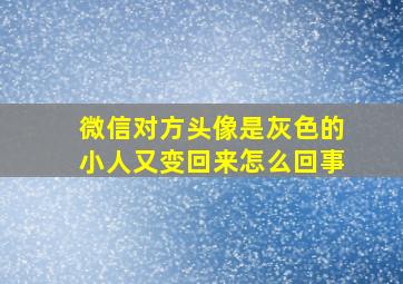 微信对方头像是灰色的小人又变回来怎么回事