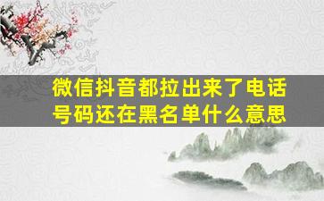 微信抖音都拉出来了电话号码还在黑名单什么意思