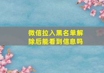 微信拉入黑名单解除后能看到信息吗