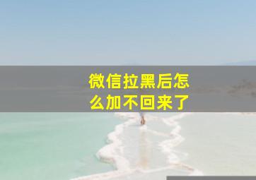 微信拉黑后怎么加不回来了