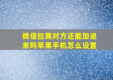 微信拉黑对方还能加进来吗苹果手机怎么设置