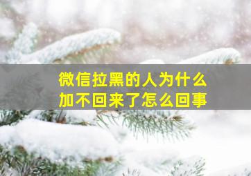 微信拉黑的人为什么加不回来了怎么回事