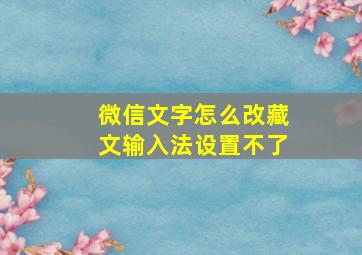 微信文字怎么改藏文输入法设置不了