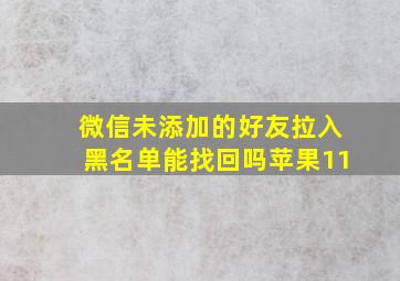 微信未添加的好友拉入黑名单能找回吗苹果11