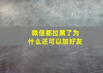 微信都拉黑了为什么还可以加好友