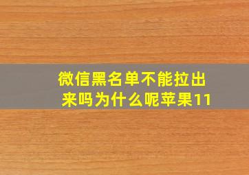 微信黑名单不能拉出来吗为什么呢苹果11