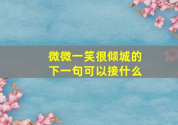 微微一笑很倾城的下一句可以接什么