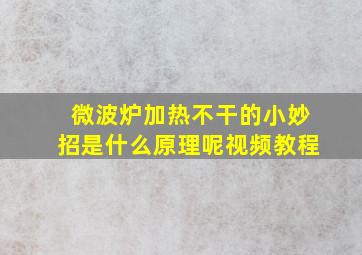 微波炉加热不干的小妙招是什么原理呢视频教程