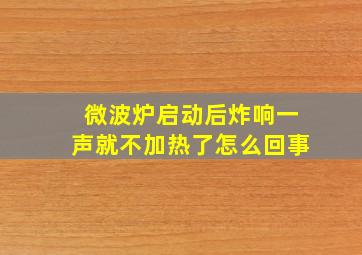 微波炉启动后炸响一声就不加热了怎么回事