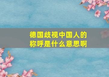 德国歧视中国人的称呼是什么意思啊