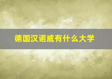 德国汉诺威有什么大学