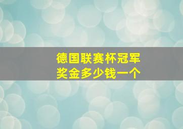 德国联赛杯冠军奖金多少钱一个