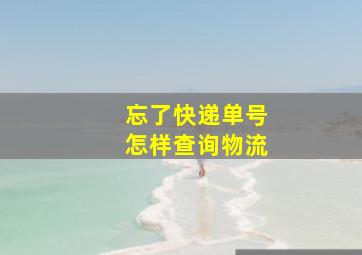 忘了快递单号怎样查询物流