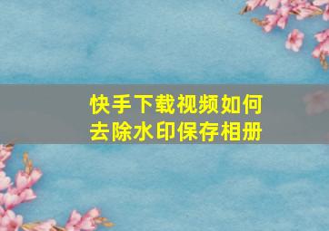 快手下载视频如何去除水印保存相册