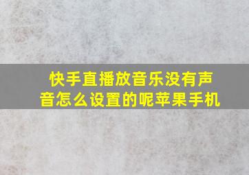 快手直播放音乐没有声音怎么设置的呢苹果手机