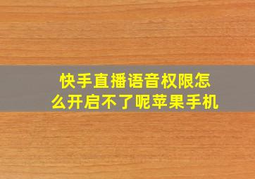 快手直播语音权限怎么开启不了呢苹果手机