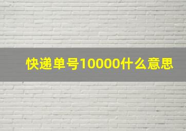 快递单号10000什么意思