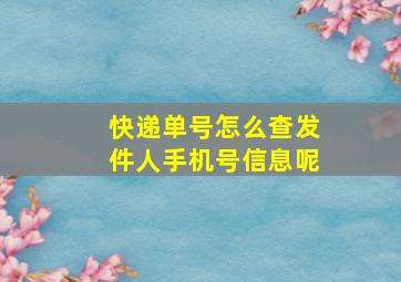 快递单号怎么查发件人手机号信息呢