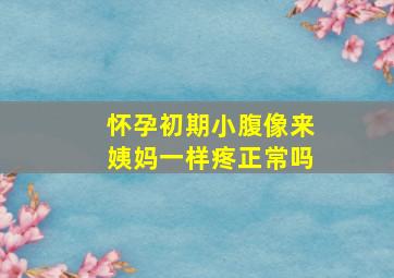 怀孕初期小腹像来姨妈一样疼正常吗