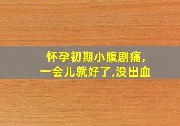 怀孕初期小腹剧痛,一会儿就好了,没出血