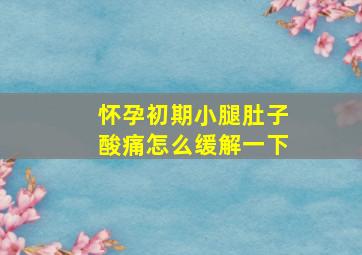 怀孕初期小腿肚子酸痛怎么缓解一下