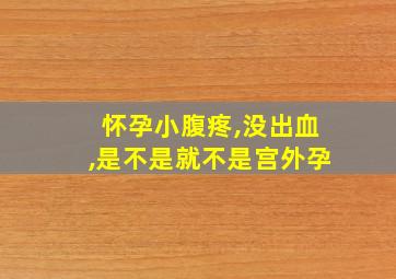 怀孕小腹疼,没出血,是不是就不是宫外孕