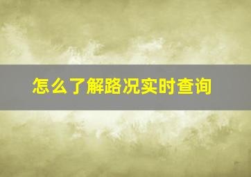 怎么了解路况实时查询