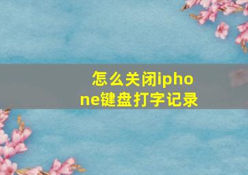 怎么关闭iphone键盘打字记录