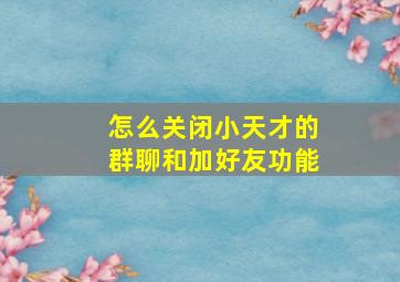 怎么关闭小天才的群聊和加好友功能