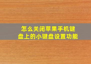 怎么关闭苹果手机键盘上的小键盘设置功能