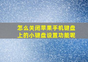 怎么关闭苹果手机键盘上的小键盘设置功能呢