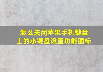 怎么关闭苹果手机键盘上的小键盘设置功能图标