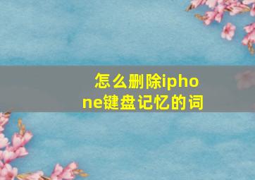 怎么删除iphone键盘记忆的词