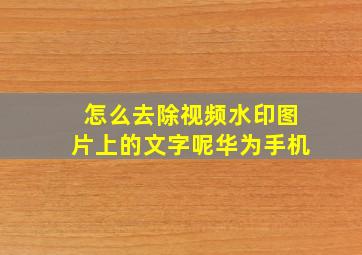 怎么去除视频水印图片上的文字呢华为手机