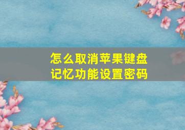 怎么取消苹果键盘记忆功能设置密码