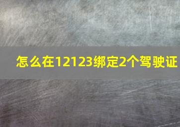 怎么在12123绑定2个驾驶证