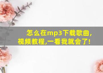 怎么在mp3下载歌曲,视频教程,一看我就会了!